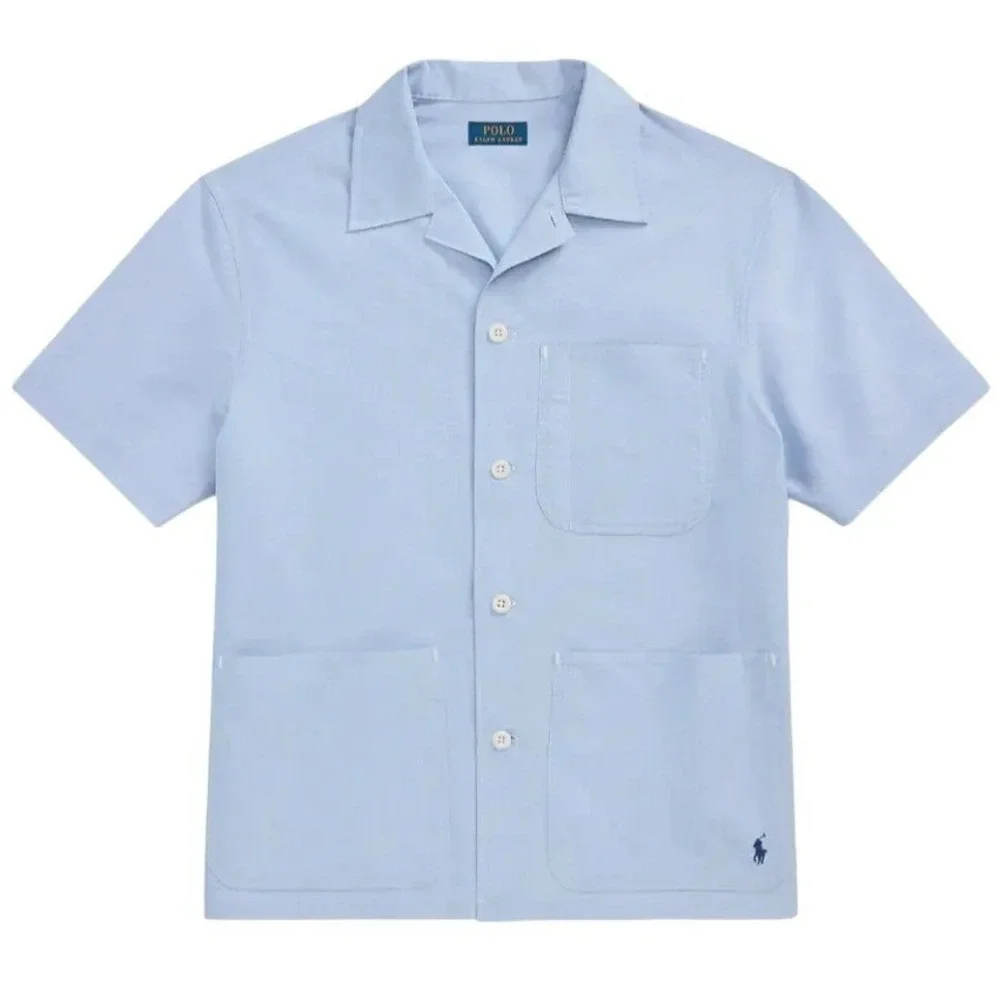 Polo Ralph Lauren Oxford Short Sleeve Overshirt Button Down Shirt Sz L NWT $125